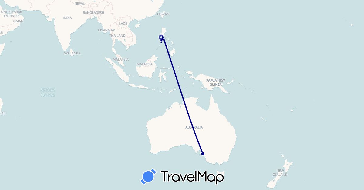 TravelMap itinerary: driving in Australia, Philippines (Asia, Oceania)